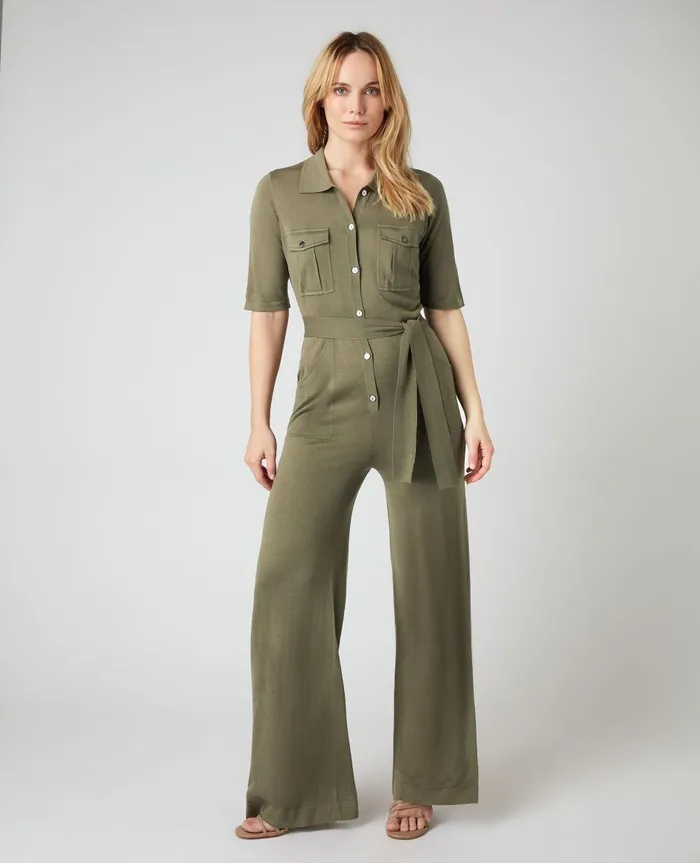 NPeal Leggings and Trousers Women Safari Jumpsuit In Khaki Green