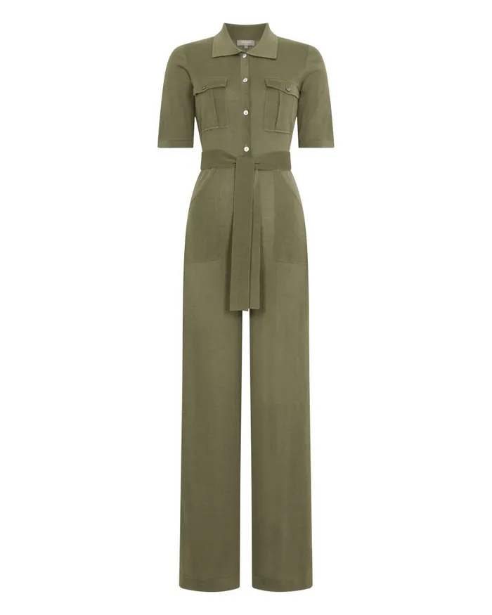 NPeal Leggings and Trousers Women Safari Jumpsuit In Khaki Green