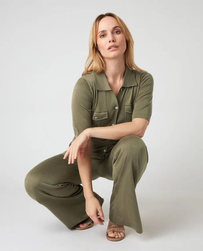 NPeal Leggings and Trousers Women Safari Jumpsuit In Khaki Green