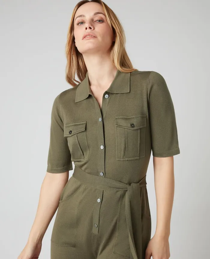 NPeal Leggings and Trousers Women Safari Jumpsuit In Khaki Green