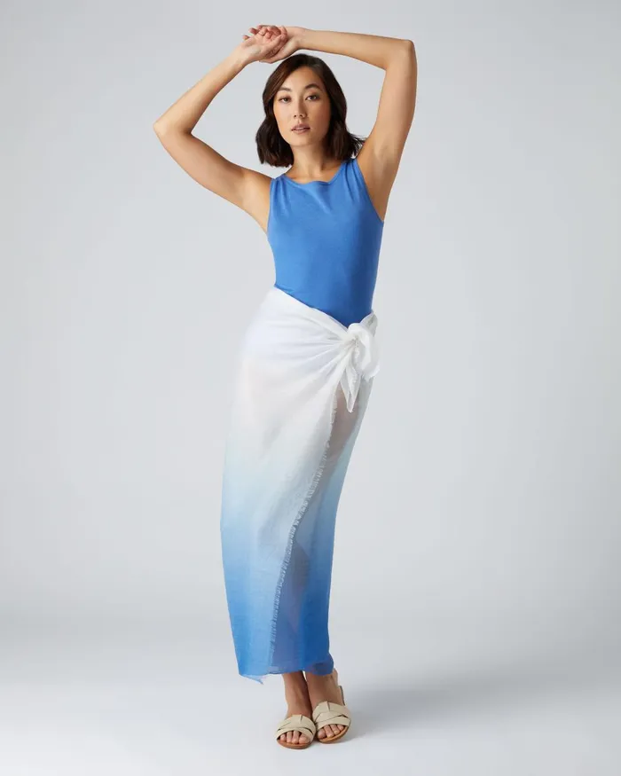 NPeal Pashminas Wraps and Shawls Women Dip Dye Cashmere Scarf In New Ivory White Zanzibar Blue