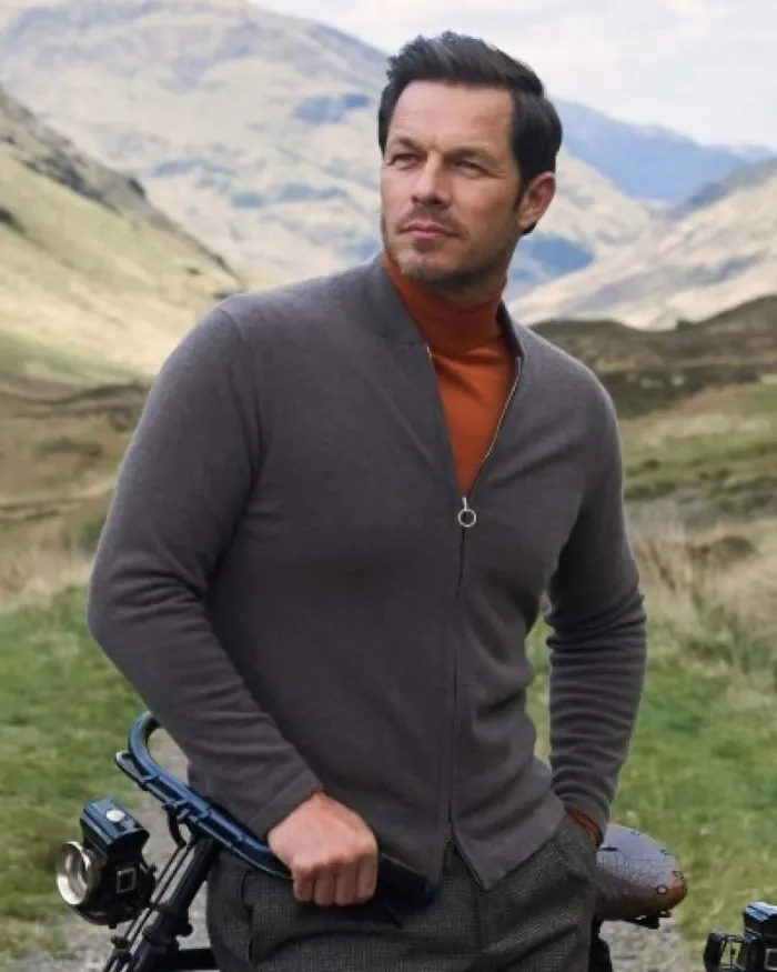 NPeal Roll Necks Men Cotton Cashmere Mock Turtle Neck Jumper In Orange