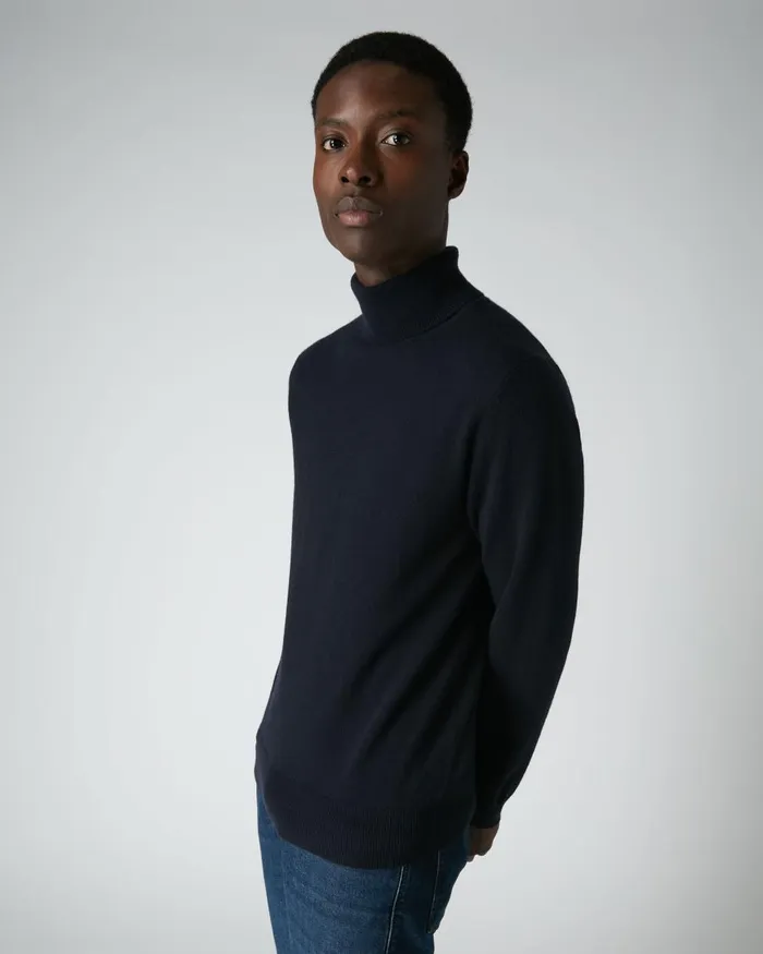 NPeal Roll Necks Men The Trafalgar Polo Neck Cashmere Jumper In Navy Blue