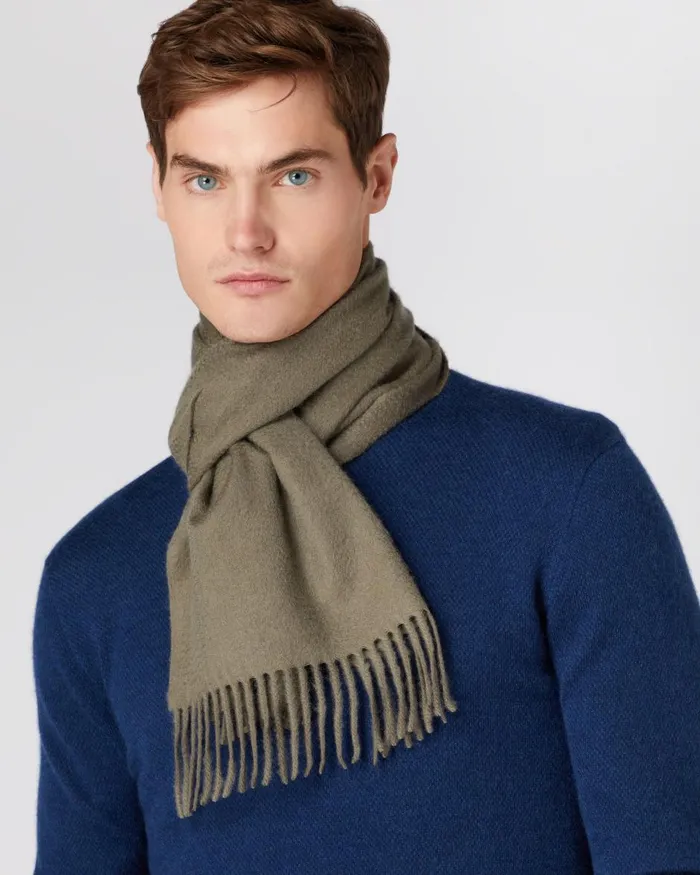 NPeal Scarves MenWomen Unisex Woven Cashmere Scarf In Khaki Green