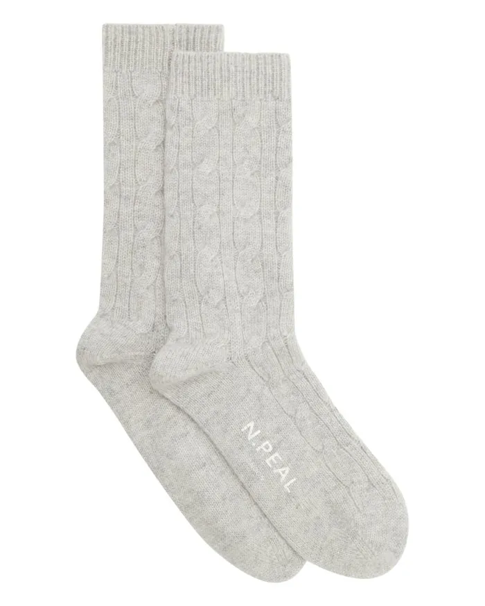 NPeal Slippers and Socks Women Cable Cashmere House Socks In Fumo Grey