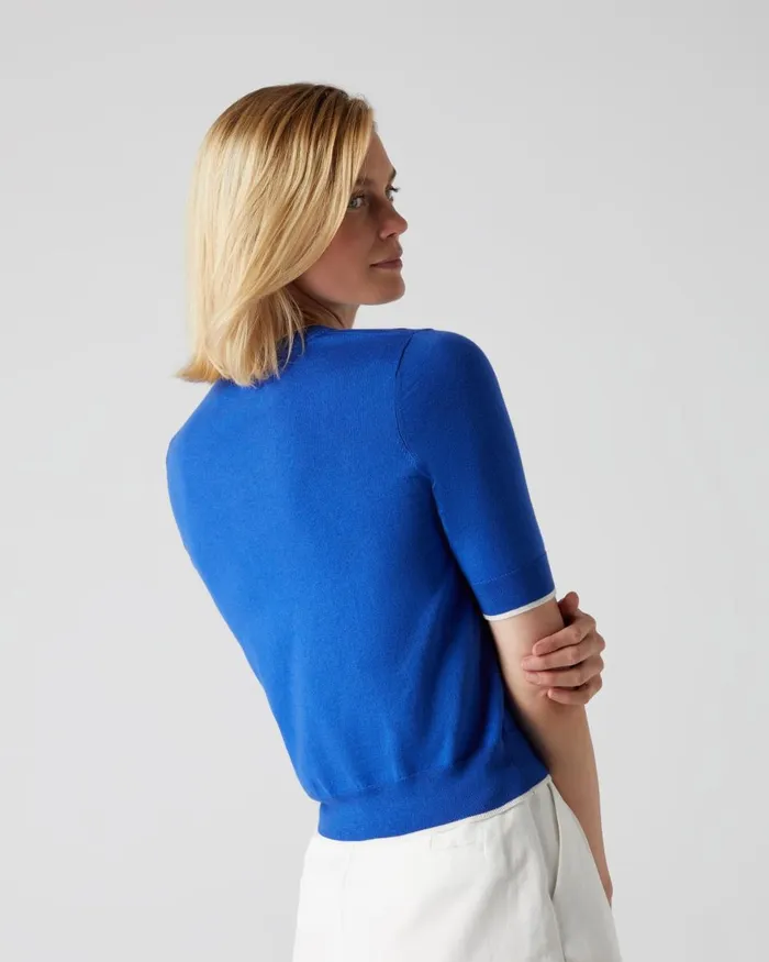NPeal Tops and TShirts Women Cotton Cashmere T Shirt In Victoria Blue