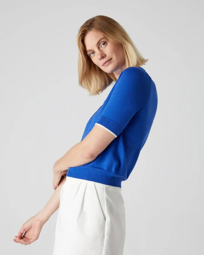 NPeal Tops and TShirts Women Cotton Cashmere T Shirt In Victoria Blue