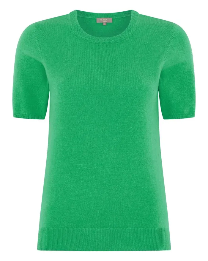 NPeal Tops and TShirts Women Round Neck Cashmere T Shirt In Parrot Green