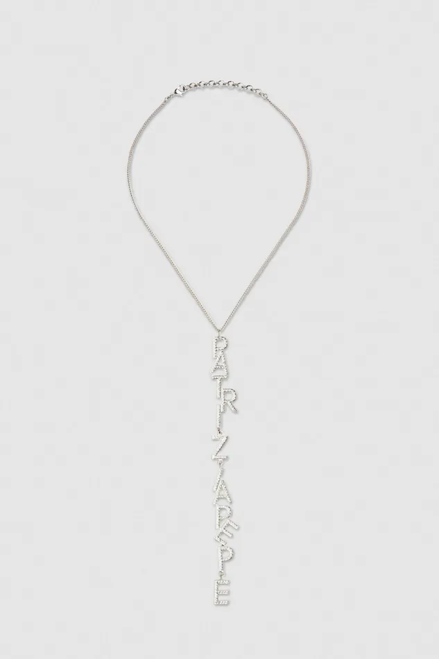Necklaces Women Patrizia Pepe Brass And Crystal Pendant Necklace Silvercrystal