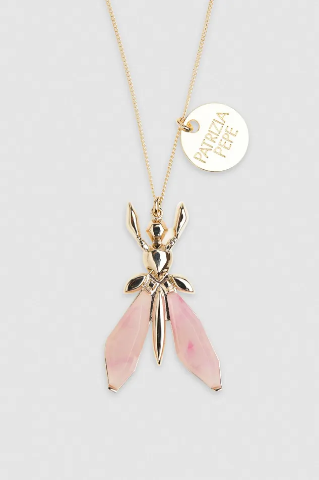 Necklaces Women Patrizia Pepe Precious Fly Necklace With Stones Fresh Rose