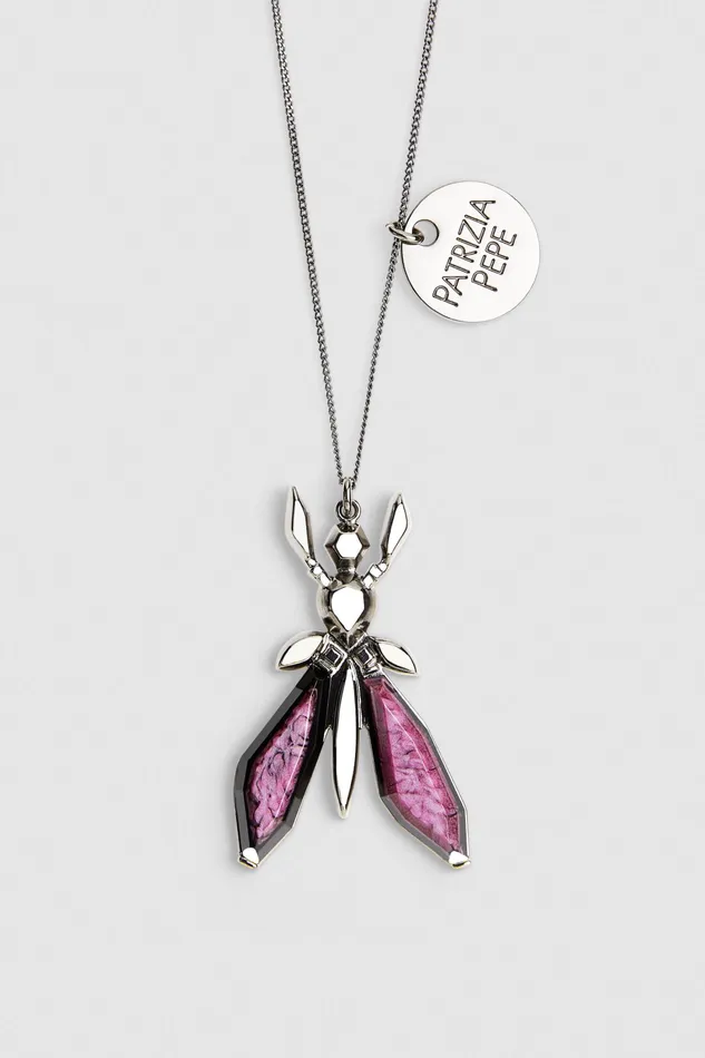 Necklaces Women Patrizia Pepe Precious Fly Necklace With Stones Futuristic Purple