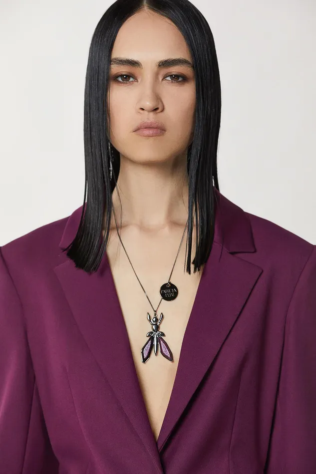 Necklaces Women Patrizia Pepe Precious Fly Necklace With Stones Futuristic Purple