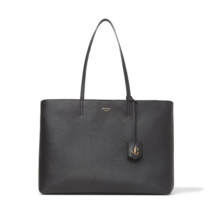 Nine2Five EW Black Grained Calf Leather Tote Handbag With Jc Emblem Black Women JIMMY CHOO Totes and Hobo Bags Nine2Five EW Black Grained Calf Leather Tote Handbag With Jc Emblem Black Women JIMMY CHOO Totes and Hobo Bags