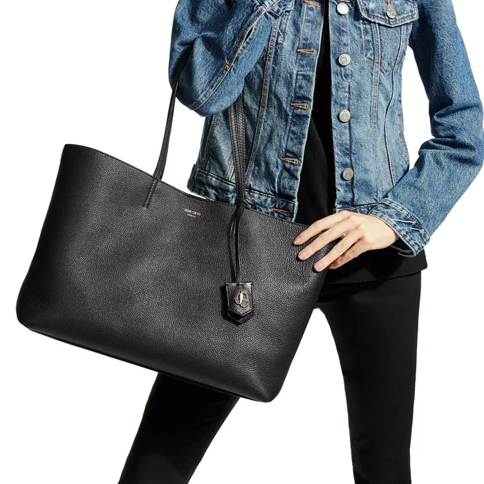 Nine2Five EW Black Grained Calf Leather Tote Handbag With Jc Emblem Black Women JIMMY CHOO Totes and Hobo Bags Nine2Five EW Black Grained Calf Leather Tote Handbag With Jc Emblem Black Women JIMMY CHOO Totes and Hobo Bags