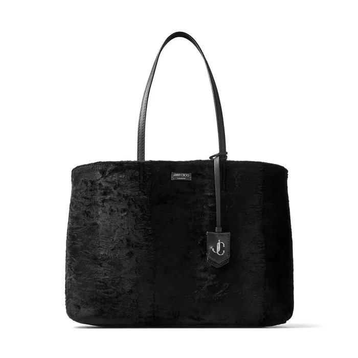Nine2Five EW Black Wavy Printed Velvet Tote Handbag With Jc Emblem Black Women JIMMY CHOO Totes and Hobo Bags Nine2Five EW Black Wavy Printed Velvet Tote Handbag With Jc Emblem Black Women JIMMY CHOO Totes and Hobo Bags