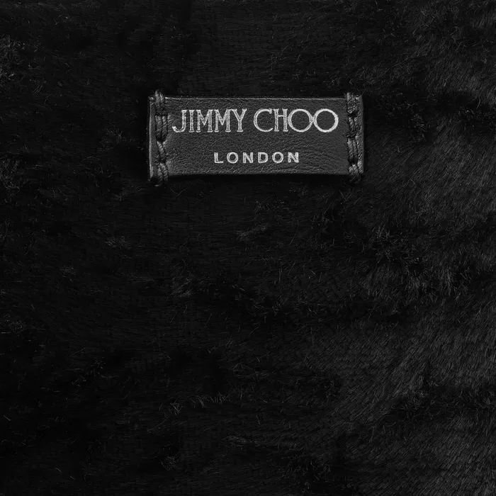 Nine2Five EW Black Wavy Printed Velvet Tote Handbag With Jc Emblem Black Women JIMMY CHOO Totes and Hobo Bags