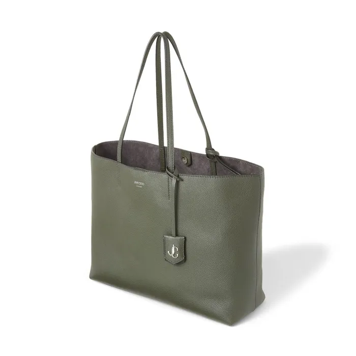 Nine2Five EW SeaGreen Grained Calf Leather Tote Handbag With Jc Emblem Sea Green Women JIMMY CHOO Totes and Hobo Bags