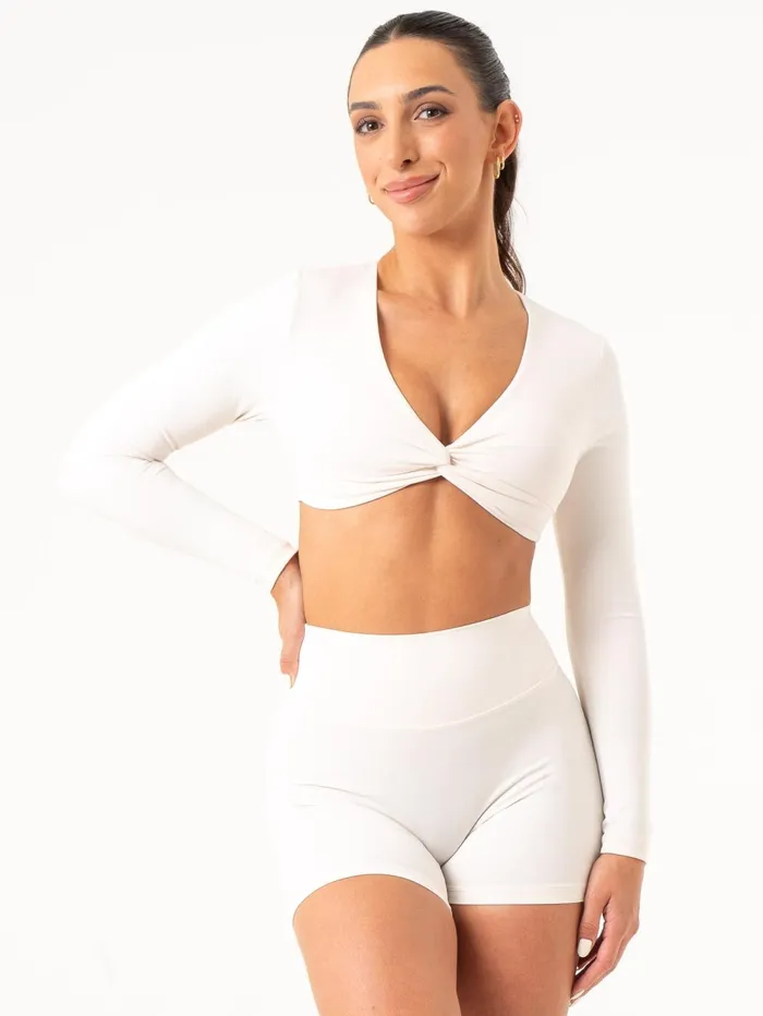 NKD Knot Long Sleeve Top 8211 Off White Women Ryderwear Tops