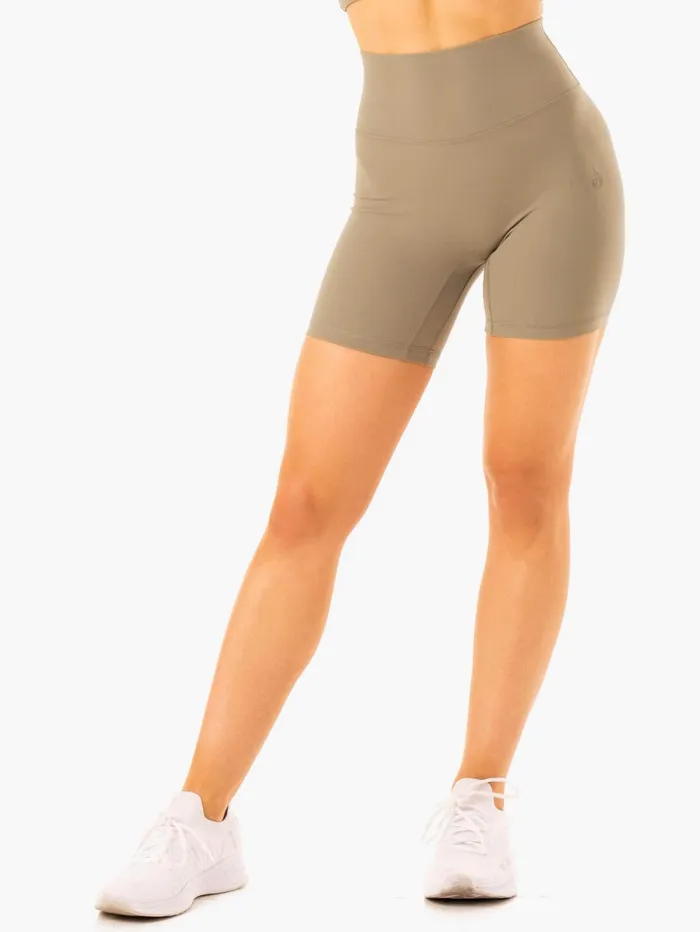 NKD Refine High Waisted Shorts 8211 Khaki Women Ryderwear Gym Shorts