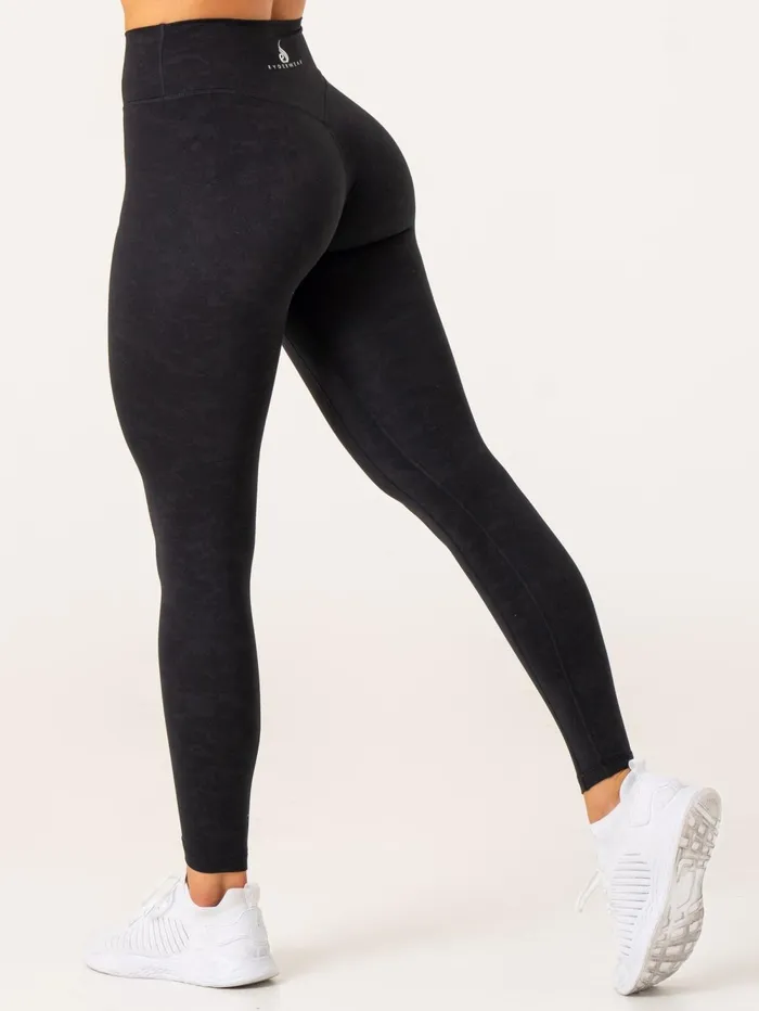 NKD Stonewash High Waisted Leggings 8211 Black Stonewash Women Ryderwear Leggings