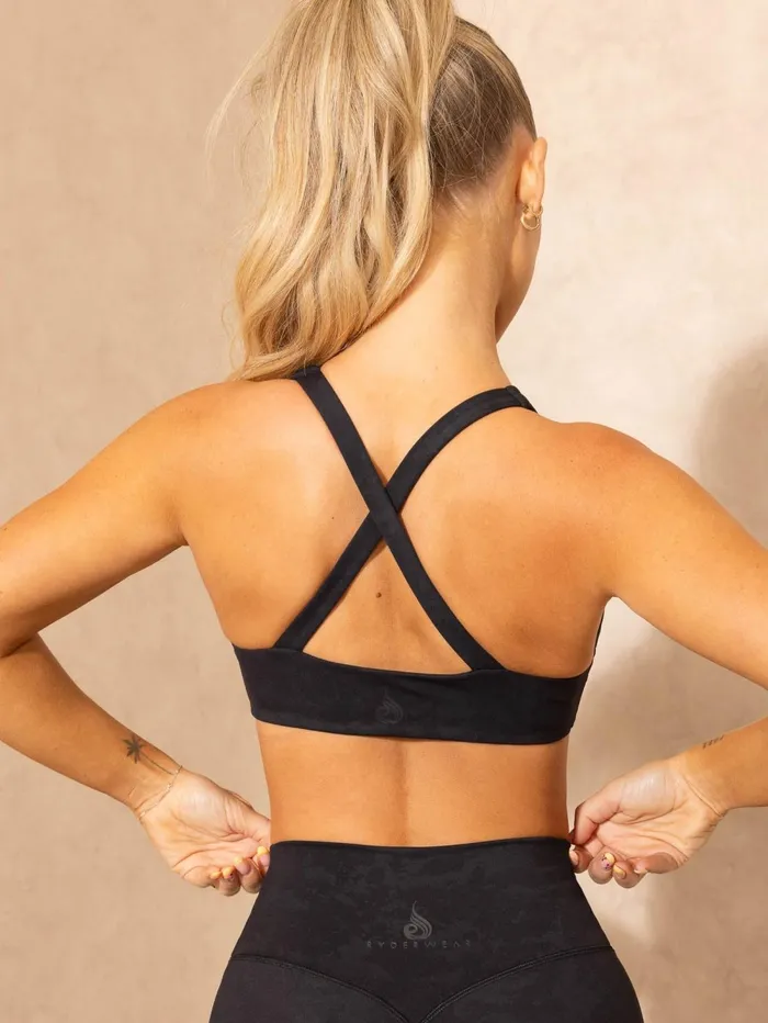 NKD Stonewash Twist Sports Bra 8211 Black Stonewash Women Ryderwear Sports Bras