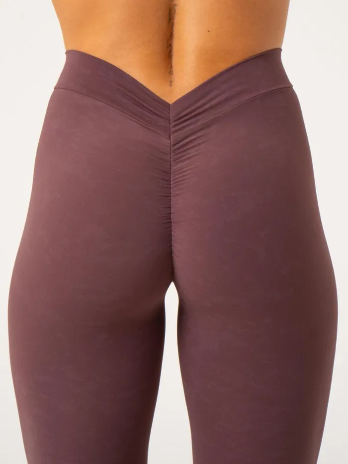NKD Stonewash V Scrunch Leggings 8211 Chocolate Stonewash Women Ryderwear Leggings