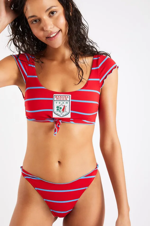 Norio and Jaya Retrostripe Red Twopiece Bikini Red Women Banana Moon Bralette Norio and Jaya Retrostripe Red Twopiece Bikini Red Women Banana Moon Bralette