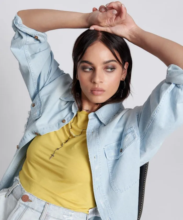 One Teaspoon Basic Tees Women Blazing Yellow Logo Fitted Tee