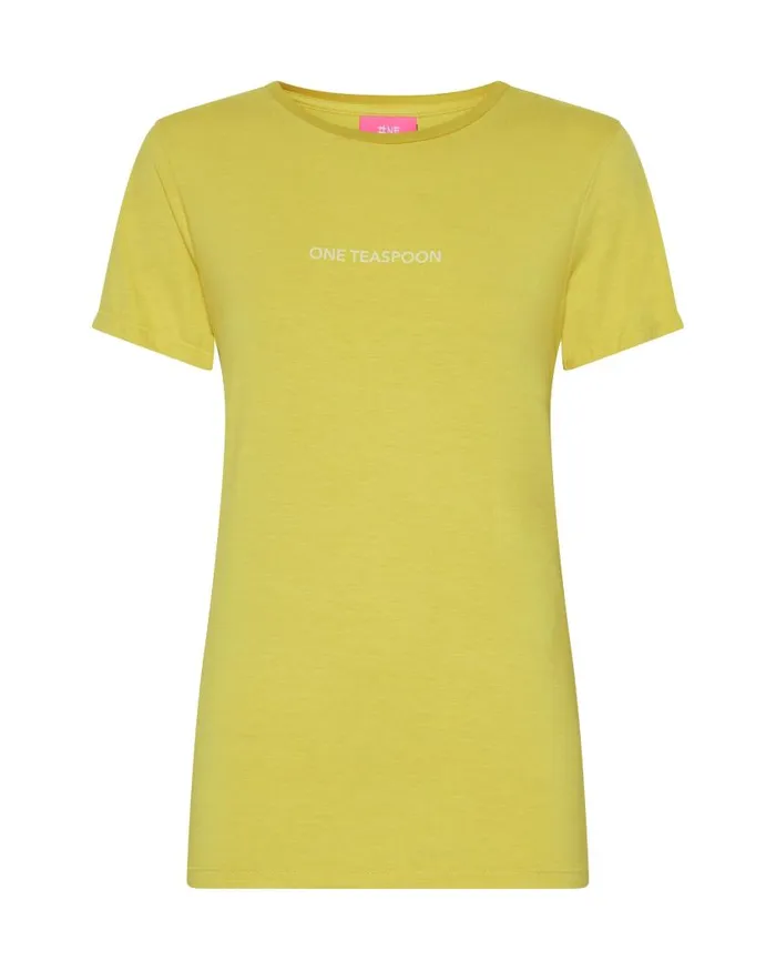 One Teaspoon Basic Tees Women Blazing Yellow Logo Fitted Tee