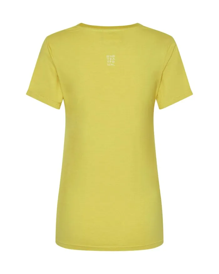 One Teaspoon Basic Tees Women Blazing Yellow Logo Fitted Tee