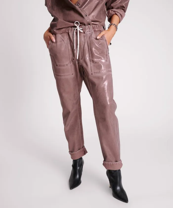 One Teaspoon Bottoms Women Bronzed Chocolate Shabbies Drawstring Denim Jeans