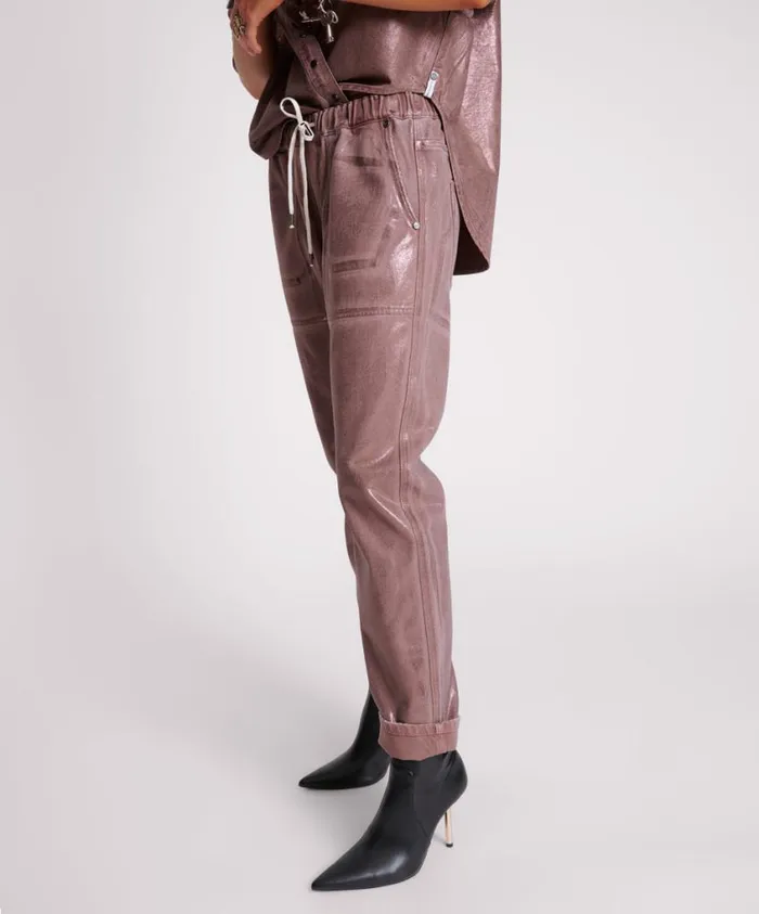 One Teaspoon Bottoms Women Bronzed Chocolate Shabbies Drawstring Denim Jeans
