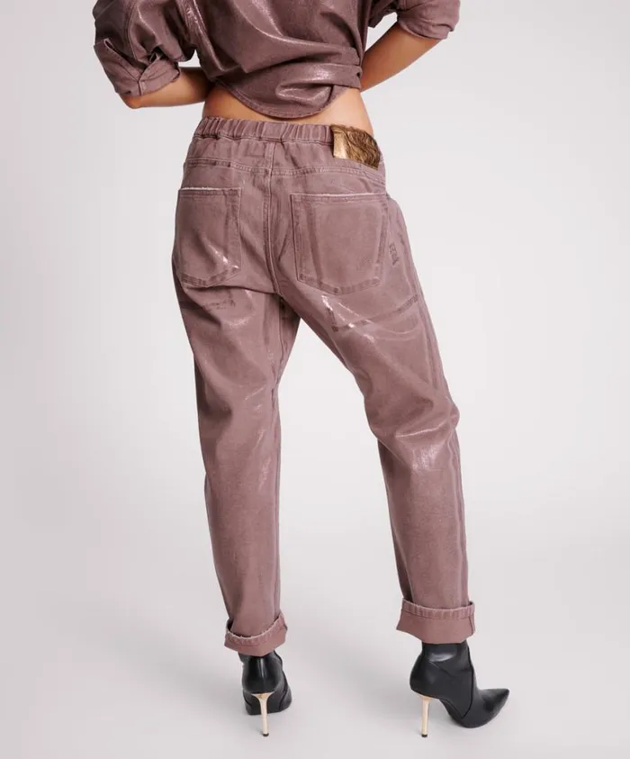 One Teaspoon Bottoms Women Bronzed Chocolate Shabbies Drawstring Denim Jeans