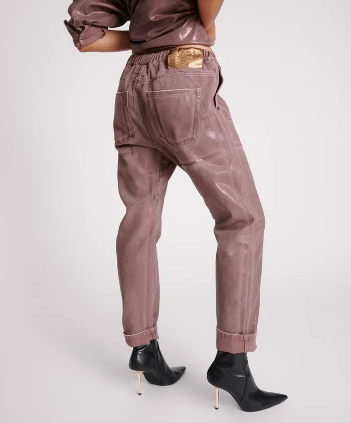 One Teaspoon Bottoms Women Bronzed Chocolate Shabbies Drawstring Denim Jeans