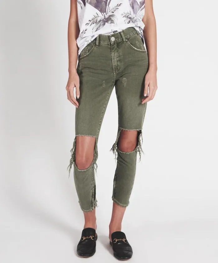 One Teaspoon Bottoms Women Super Khaki High Waist Freebirds Skinny Pant