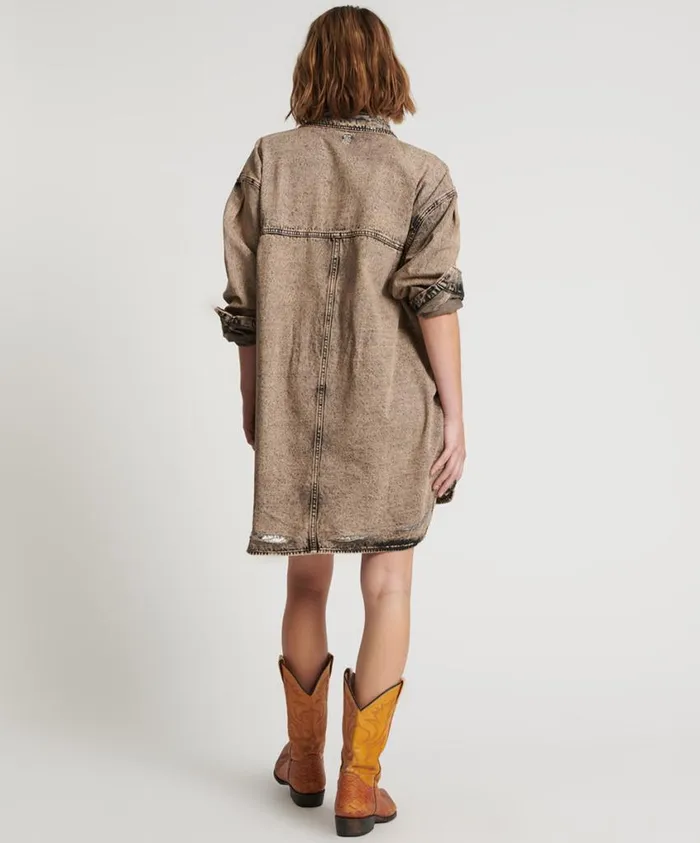 One Teaspoon Denim Dresses Women Rust Denim Shirt Dress