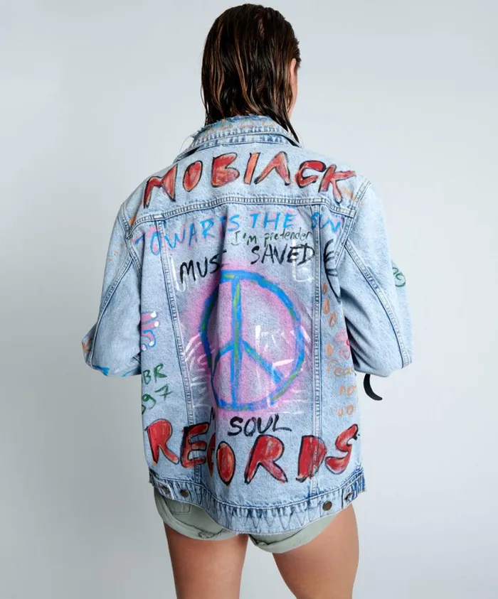 One Teaspoon Denim Jackets Women Epic Records Graffiti Denim Jacket
