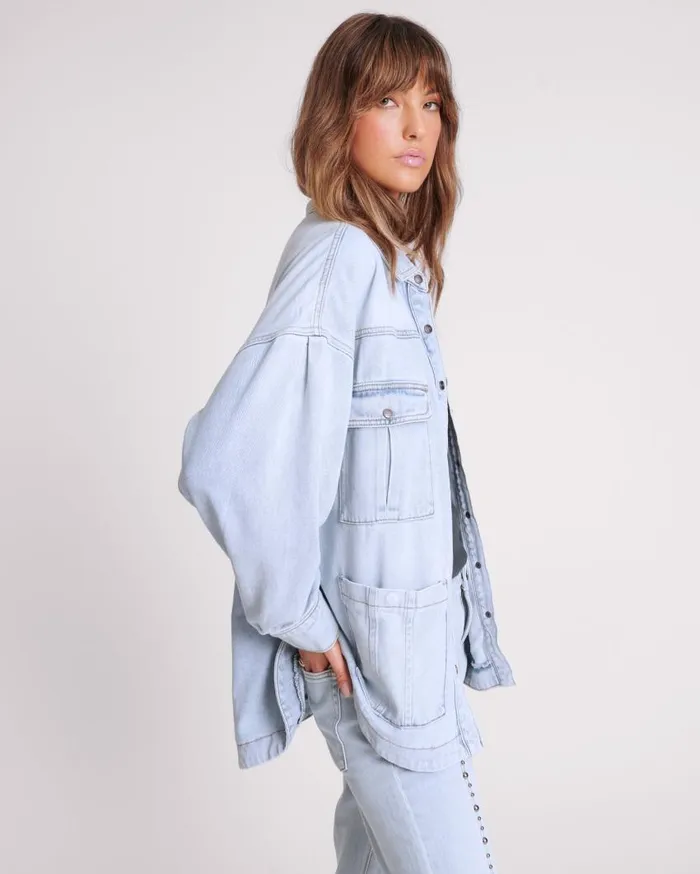 One Teaspoon Denim Jackets Women Hustler Longline Denim Jacket