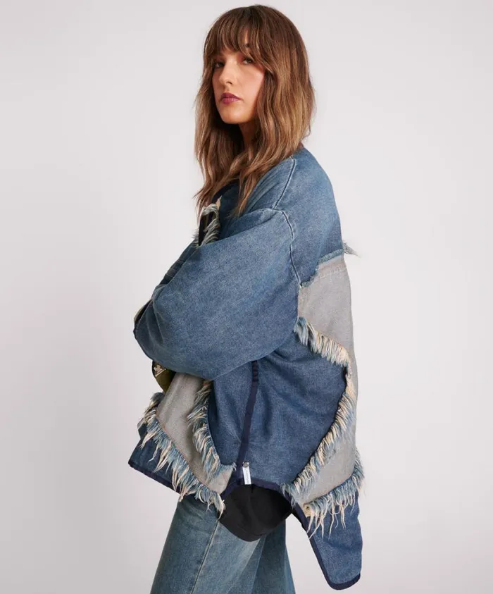 One Teaspoon Denim Jackets Women Memphis Light Star Denim Wadded Jacket