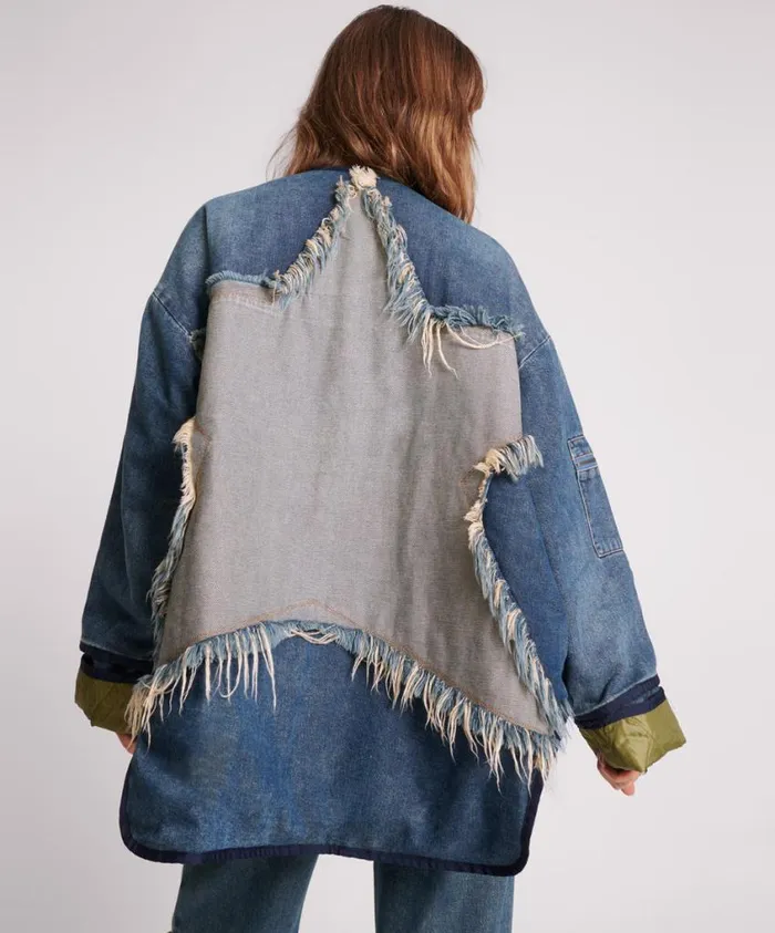 One Teaspoon Denim Jackets Women Memphis Light Star Denim Wadded Jacket