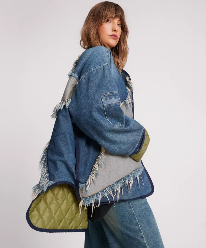 One Teaspoon Denim Jackets Women Memphis Light Star Denim Wadded Jacket