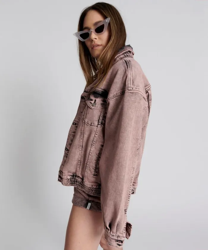 One Teaspoon Denim Jackets Women Night Haze Oversized Denim Trucker Jacket