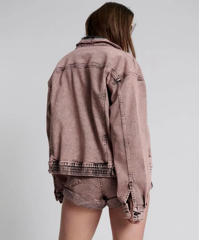 One Teaspoon Denim Jackets Women Night Haze Oversized Denim Trucker Jacket