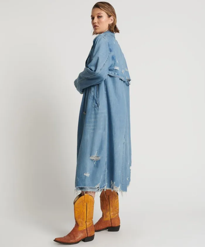One Teaspoon Denim Jackets Women Pacifica Denim Trench Coat