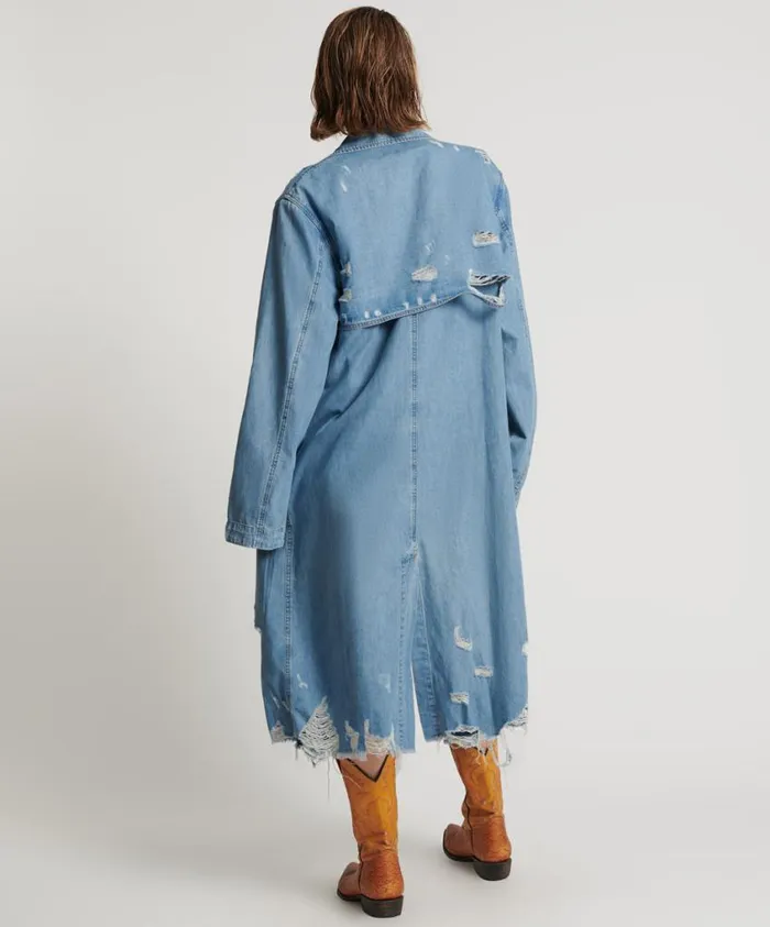 One Teaspoon Denim Jackets Women Pacifica Denim Trench Coat