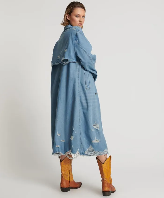 One Teaspoon Denim Jackets Women Pacifica Denim Trench Coat