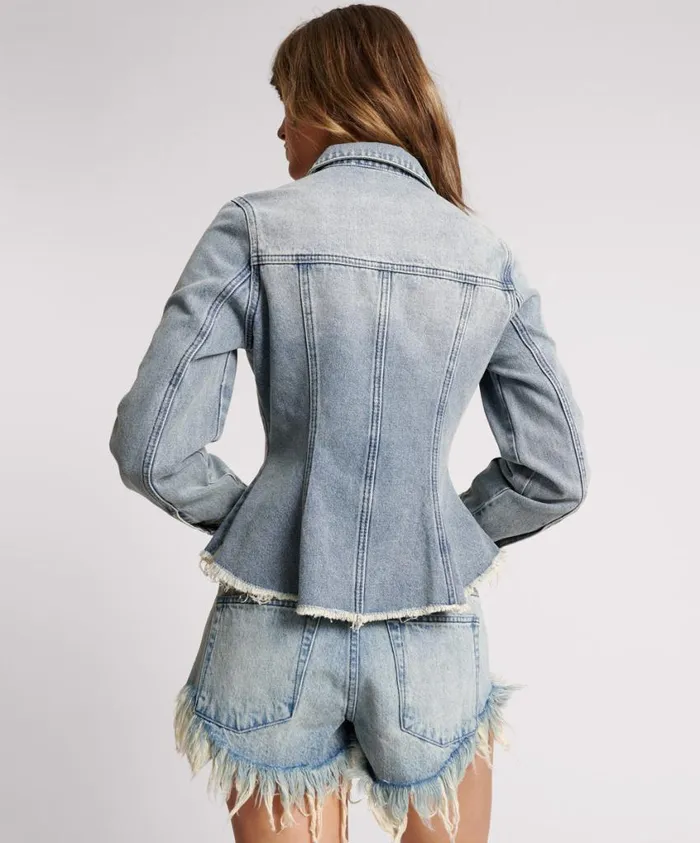 One Teaspoon Denim Jackets Women Salty Dog Peplum Denim Shacket