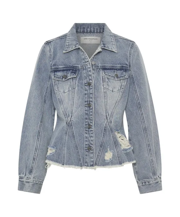One Teaspoon Denim Jackets Women Salty Dog Peplum Denim Shacket