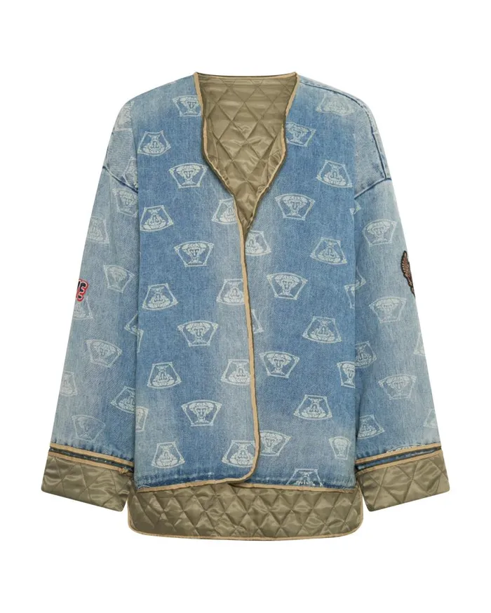 One Teaspoon Denim Jackets Women Stuffed Medusa Denim Jacket