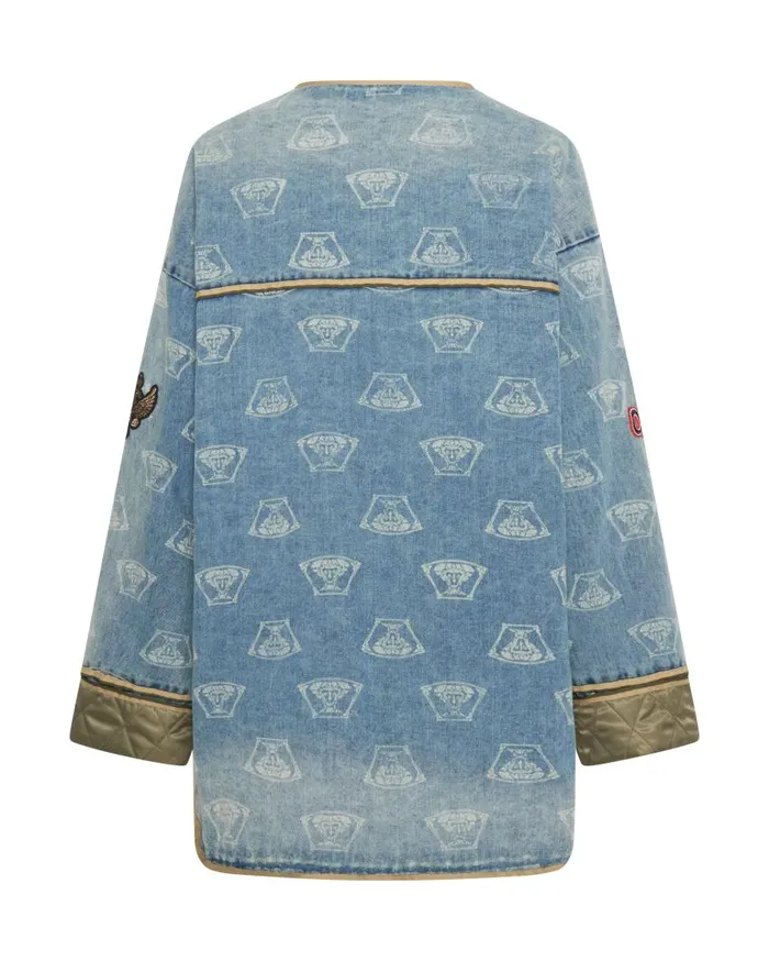 One Teaspoon Denim Jackets Women Stuffed Medusa Denim Jacket